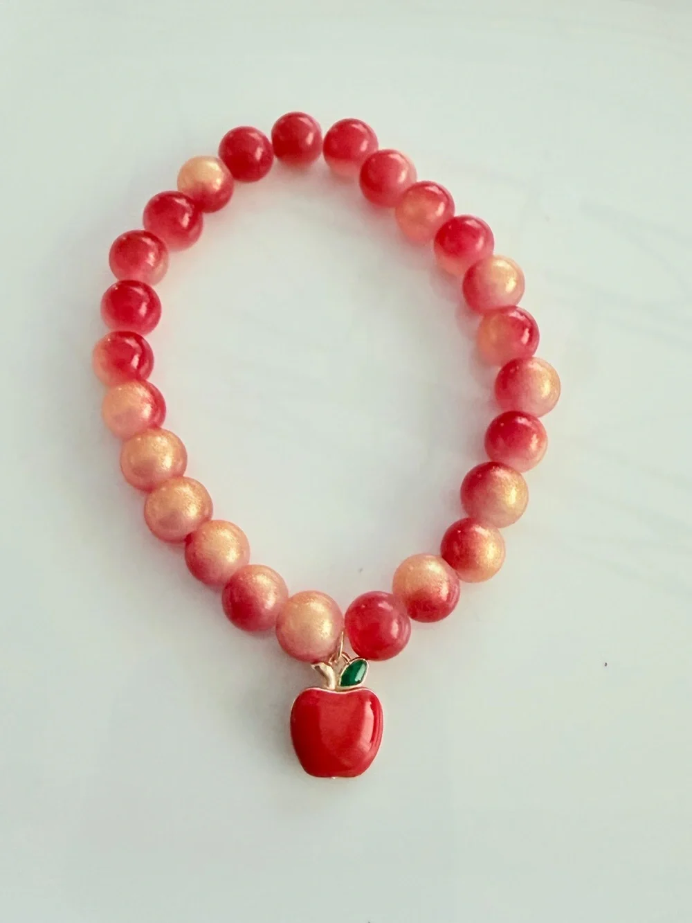Red Apple Charm Beaded Bracelet Princess Inspired Jewelry